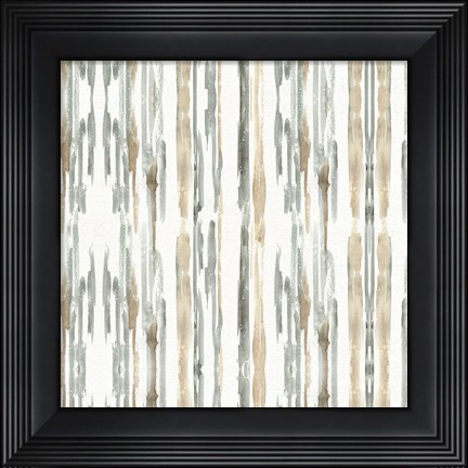 Framed Sand and Sea Gold Stripes Print