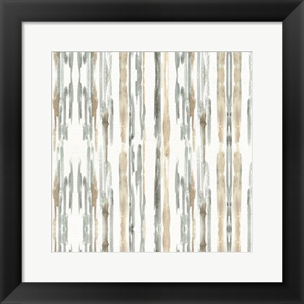 Framed Sand and Sea Gold Stripes Print