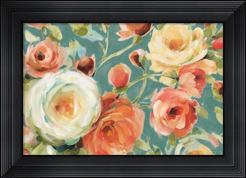 Framed Florabundance I Autumn Teal Print