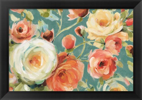 Framed Florabundance I Autumn Teal Print