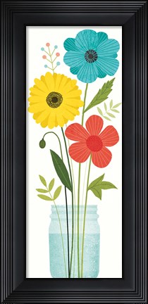 Framed Seaside Bouquet V Mason Jar no Word Print