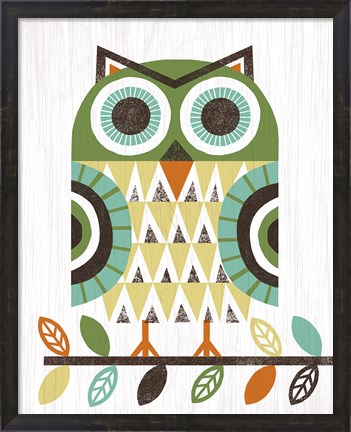 Framed Folk Lodge Owl Earth Print
