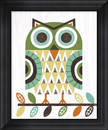 Framed Folk Lodge Owl Earth Print
