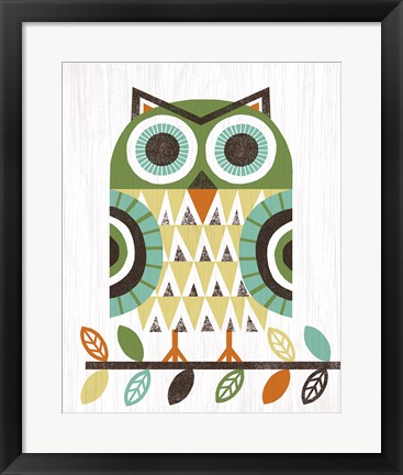 Framed Folk Lodge Owl Earth Print