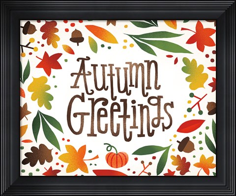 Framed Harvest Time Autumn Greetings Print