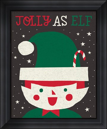 Framed Jolly Holiday Elf Print