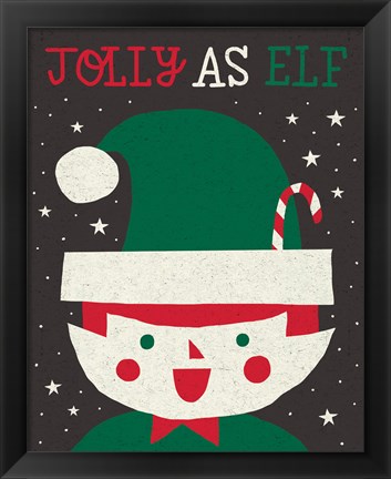 Framed Jolly Holiday Elf Print