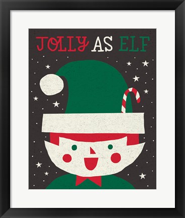 Framed Jolly Holiday Elf Print