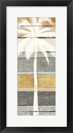 Framed Beachscape Palms V Gold Neutral Print