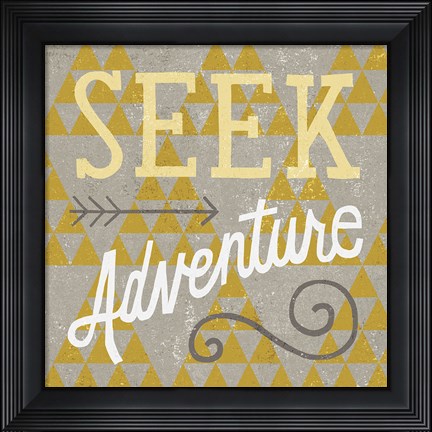 Framed Mod Triangles Seek Adventure Retro Print
