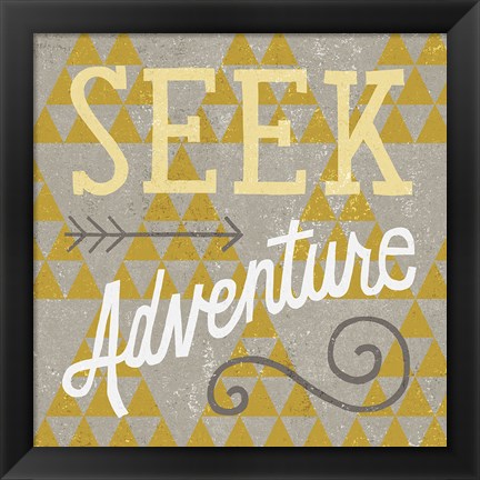 Framed Mod Triangles Seek Adventure Retro Print