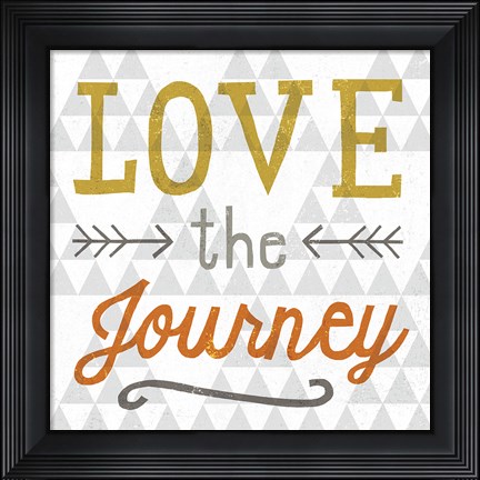 Framed Mod Triangles Love the Journey Retro Print