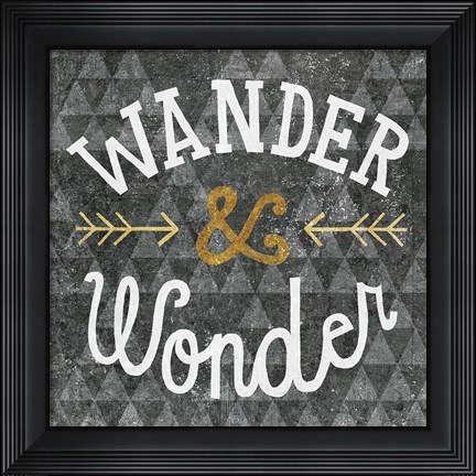 Framed Mod Triangles Wander and Wonder Gold Print