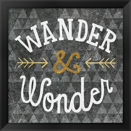 Framed Mod Triangles Wander and Wonder Gold Print