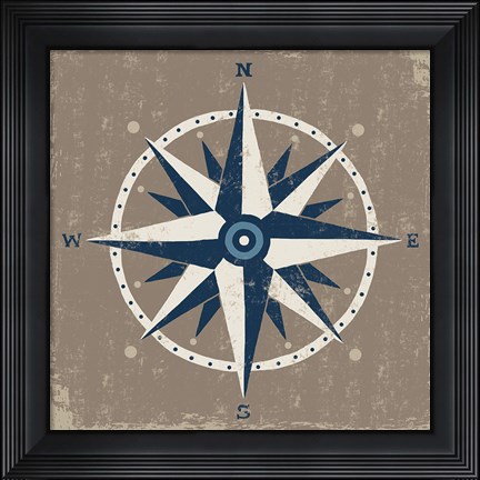 Framed Nautical Compass Print