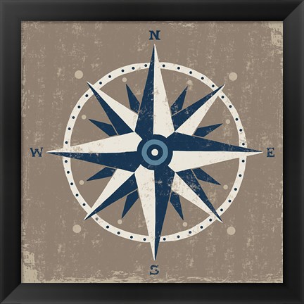 Framed Nautical Compass Print