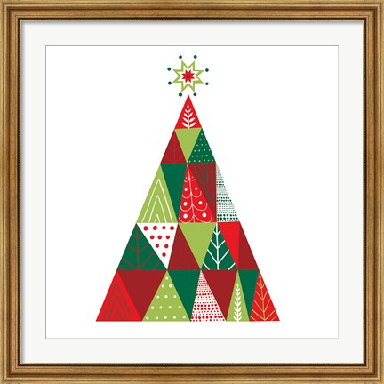 Framed Geometric Holiday Trees I Print