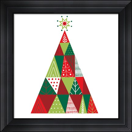 Framed Geometric Holiday Trees I Print
