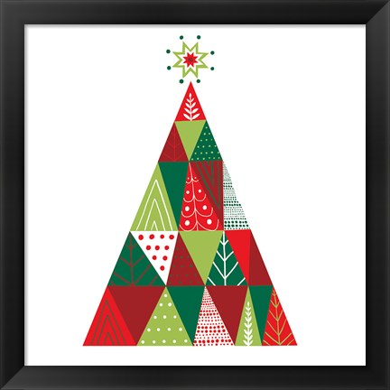 Framed Geometric Holiday Trees I Print