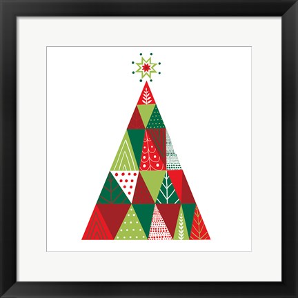 Framed Geometric Holiday Trees I Print