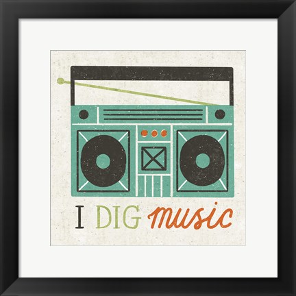 Framed Retro Desktop Boom Box Print