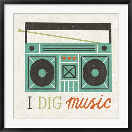 Framed Retro Desktop Boom Box Print