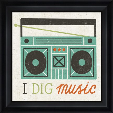 Framed Retro Desktop Boom Box Print