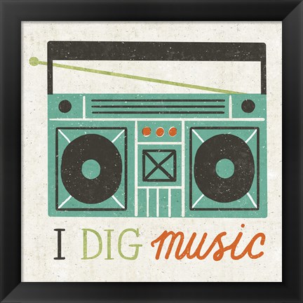 Framed Retro Desktop Boom Box Print