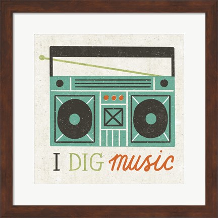 Framed Retro Desktop Boom Box Print