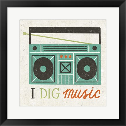 Framed Retro Desktop Boom Box Print