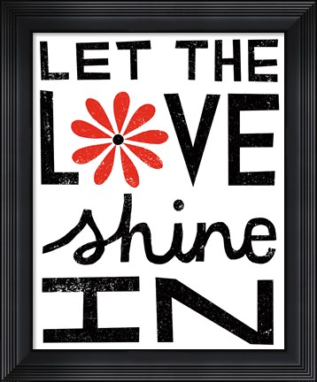 Framed Inspiration Love I Red Flowers Print