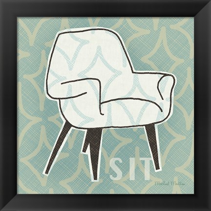 Framed Retro Chair I Sit Print