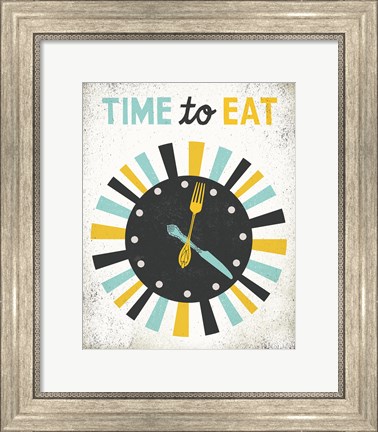 Framed Retro Diner Time to Eat Clock Print