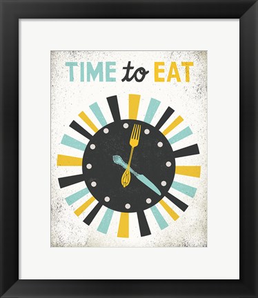 Framed Retro Diner Time to Eat Clock Print