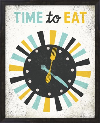 Framed Retro Diner Time to Eat Clock Print