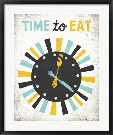 Framed Retro Diner Time to Eat Clock Print