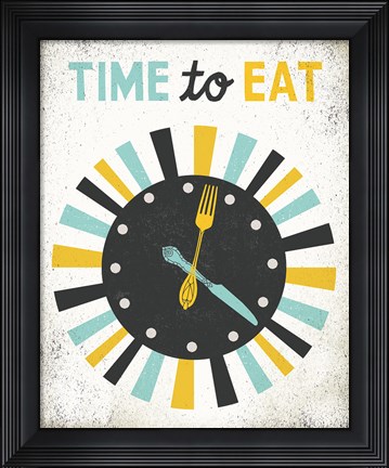 Framed Retro Diner Time to Eat Clock Print