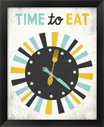 Framed Retro Diner Time to Eat Clock Print