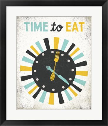 Framed Retro Diner Time to Eat Clock Print