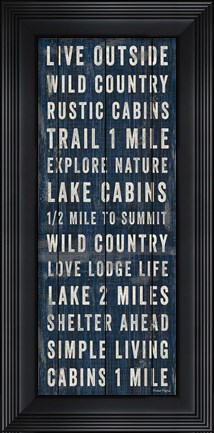Framed Simple Living Blue Panel I Print