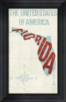 Framed USA Modern Blue Florida State Print