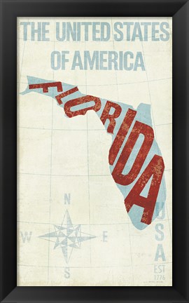 Framed USA Modern Blue Florida State Print