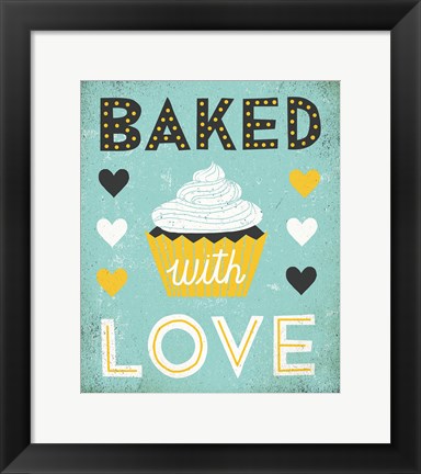 Framed Retro Diner Baked with Love Print