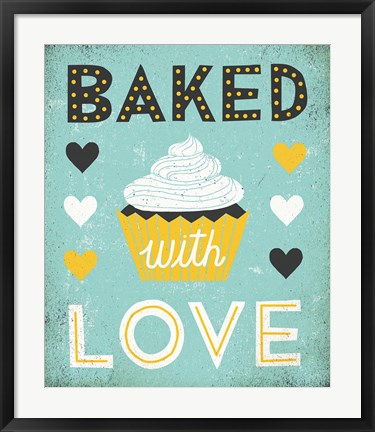 Framed Retro Diner Baked with Love Print