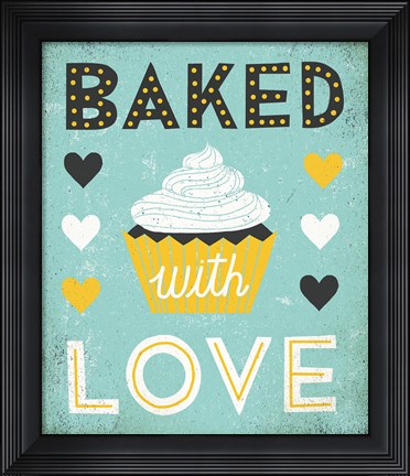 Framed Retro Diner Baked with Love Print