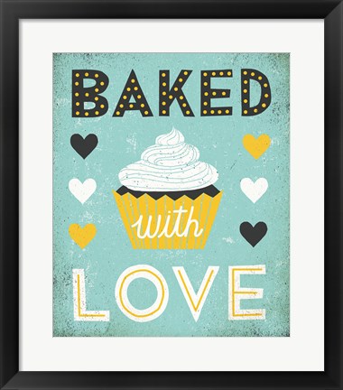 Framed Retro Diner Baked with Love Print