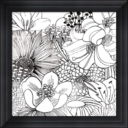 Framed Contemporary Garden II Black and White Print