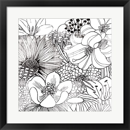 Framed Contemporary Garden II Black and White Print