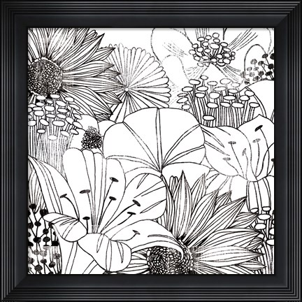 Framed Contemporary Garden I Black and White Print