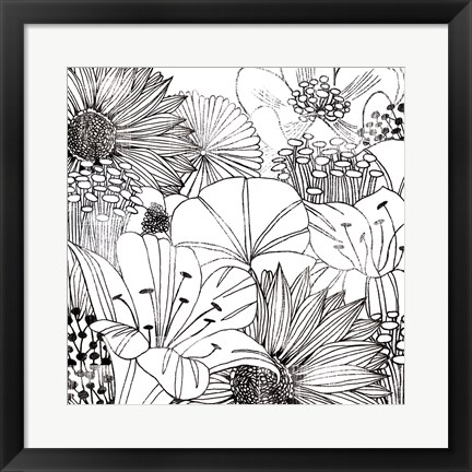 Framed Contemporary Garden I Black and White Print